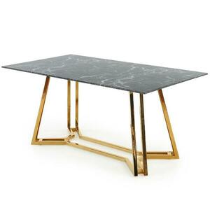 Asztal Konami 160 Üveg/Acél – Fekete/Aranysárga kép