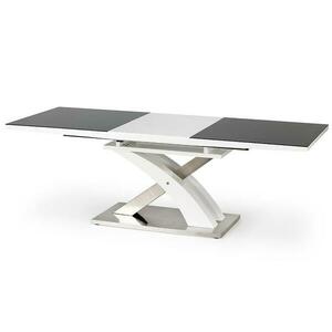 Asztal Sandor 2 160/220 Üveg-Fekete/Mdf-Fehér kép