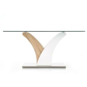 Asztal Vilmer 160 – Színtelen/Fehér/Tölgy Sonoma kép