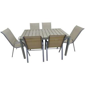 Kerti asztal Polywood + 6 szék taupe kép