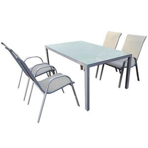 Fém bútorkészlet Bergen üveg asztal + 4 székek kép