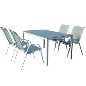 Fém bútorkészlet Bergen, üveg asztal + 4 szék kék kép