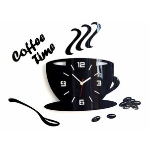 Modern falióra COFFE TIME 3D BLACK black (öntapadó faliórák) kép