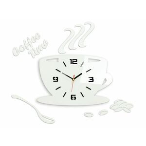 Modern falióra COFFE TIME 3D WHITE white (öntapadó faliórák) kép