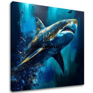 Dekoratív festmény vászonra - PREMIUM ART - Shark Force in Dark Water kép