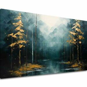 Modern művészeti festmény Arany érintések az erdő - PREMIUM ART kép