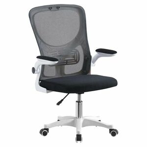 Ergonomikus irodai szék felhajtható könyöktámasszal, fekete kép