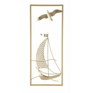 Fali dekoráció, vitoláshajó, arany - VOILIER ET OISEAU - Butopêa kép