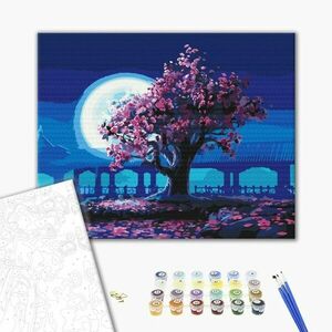 Festés szám szerint sakura a holdfényben kép