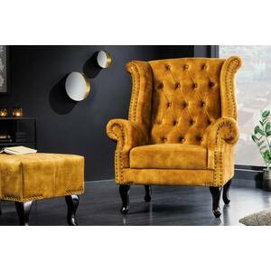 Design fotel Chesterfield mustársárga bársony kép