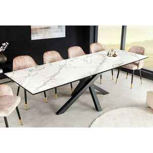 Meghosszabbítható étkezőasztal Paquita 180-220-260 cm fehér márvány kép