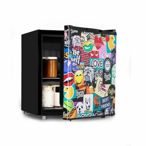 Klarstein Cool Vibe 46+, hűtőszekrény, 46 l, 1 polc, Stickerbomb stílus kép