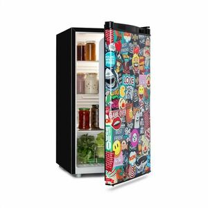Klarstein Cool Vibe, hűtőszekrény, 90 liter, E energiahatékonysági osztály, VividArt Concept, manga stílus, fekete kép