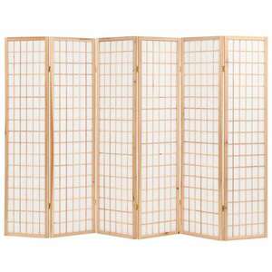 vidaXL 6 paneles, természetes, japán stílusú paraván 240 x 170 cm kép