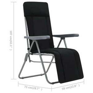 vidaXL 2 db fekete összecsukható kerti szék párnával kép