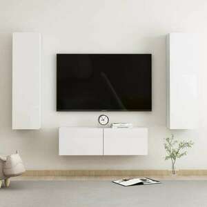 vidaXL 3 részes magasfényű fehér forgácslap TV-szekrényszett kép