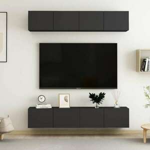 vidaXL 4 db fekete forgácslap TV-szekrény 80 x 30 x 30 cm kép