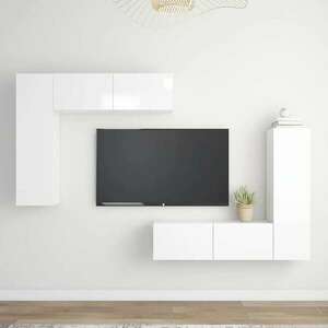 vidaXL 4 részes magasfényű fehér forgácslap TV-szekrényszett kép
