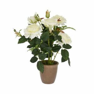 Selyemvirág rózsa kerámia kaspó fehér 45cm kép