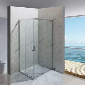 Diplon 100x80 cm aszimmetrikus szögletes két tolóajtós zuhanykabi... kép