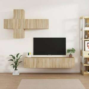 vidaXL 7 részes sonoma tölgyszínű szerelt fa TV-szekrényszett kép