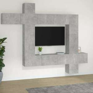 vidaXL 9 részes betonszürke szerelt fa TV-szekrényszett kép