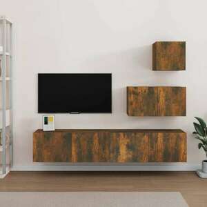 vidaXL 4 részes füstös tölgyszínű szerelt fa TV-szekrényszett kép