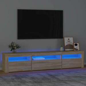 vidaXL sonoma-tölgy színű TV-szekrény LED-lámpákkal 195x35x40 cm kép