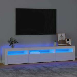 vidaXL magasfényű fehér TV-szekrény LED lámpákkal 195x35x40 cm kép