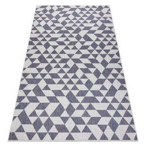 Fonott sizal szőnyeg SION Geometriai, háromszögek 22373 lapos szövött ecru / kék / rózsaszín 160x220 cm kép