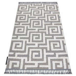 Szőnyeg MAROC P655 labirintus, görög szürke / fehér Rojt Berber shaggy 140x190 cm kép