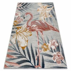 Szőnyeg BOTANIC 65263 Flamingó, virágok lapos szőtt - szürke 157x220 cm kép