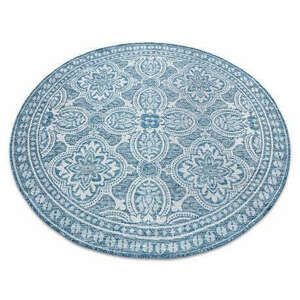 Fonott sizal szőnyeg LOFT 21193 Kör boho elefántcsont/ezüst/kék kör 160 cm kép