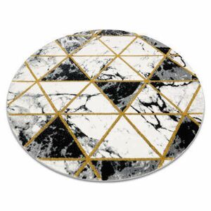 EMERALD szőnyeg 1020 kör - glamour, elegáns márvány, háromszögek fekete / arany kör 160 cm kép