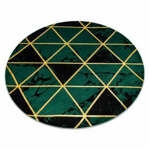 EMERALD szőnyeg 1020 kör - glamour, elegáns márvány, háromszögek üveg zöld / arany kör 200 cm kép