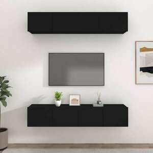 vidaXL 4 db fekete szerelt fa TV-szekrény 80 x 30 x 30 cm kép