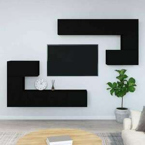 vidaXL fekete falra szerelhető szerelt fa TV-szekrény kép