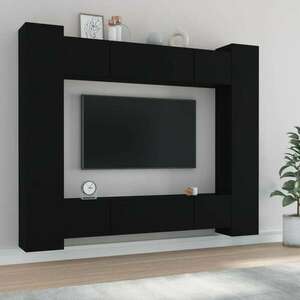 vidaXL 8 részes fekete szerelt fa TV-szekrényszett kép