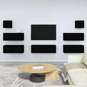 vidaXL 7 részes fekete szerelt fa TV-szekrényszett kép