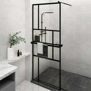 vidaXL fekete ESG üveg és alumínium zuhanyfal polccal 80 x 195 cm kép