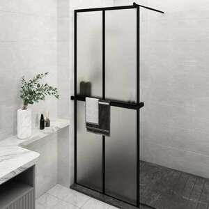 vidaXL fekete ESG üveg és alumínium zuhanyfal polccal 80 x 195 cm kép