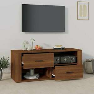 Barna tölgyszínű szerelt fa tv-szekrény 100 x 35 x 40 cm kép