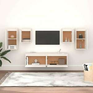 6 darab fehér tömör fenyőfa tv-szekrény kép