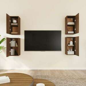 4 db barna tölgyszínű szerelt fa tv-szekrény 30, 5 x 30 x 60 cm kép