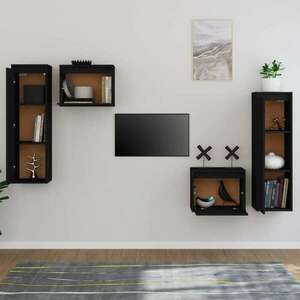 4 darab fekete tömör fenyőfa tv-szekrény kép