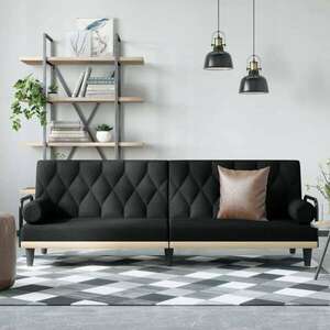 vidaXL fekete szövet kanapéágy karfákkal kép