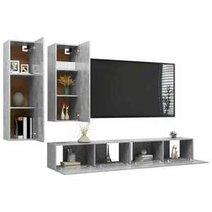 vidaXL 4 db betonszürke forgácslap TV-szekrény 100 x 30 x 30 cm kép