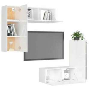 vidaXL 4 db magasfényű fehér forgácslap TV-szekrény 30, 5 x 30 x 90 cm kép