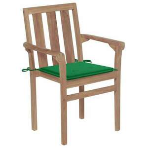 2 db tömör tíkfa kerti szék zöld párnákkal kép
