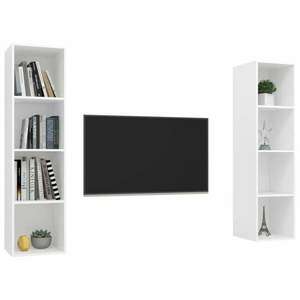 2 db fehér forgácslap falra szerelhető tv-szekrény kép